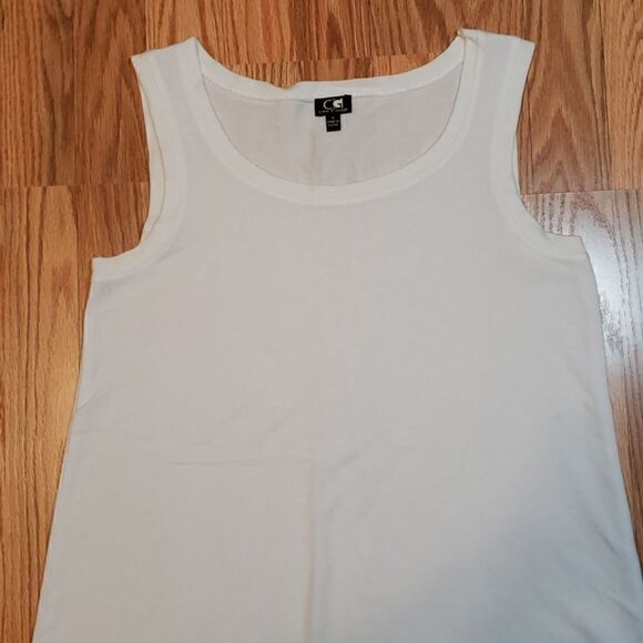 Cable & Gauge White Tank Top, sleeveless tunic Asymmetrical, Small - Picture 2 of 4